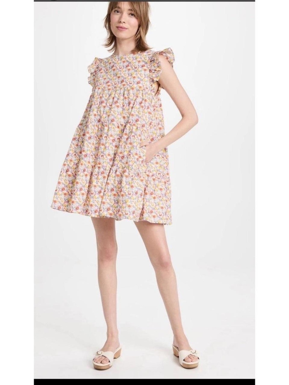 English Factory Floral Print Babydoll mini dress Sz M